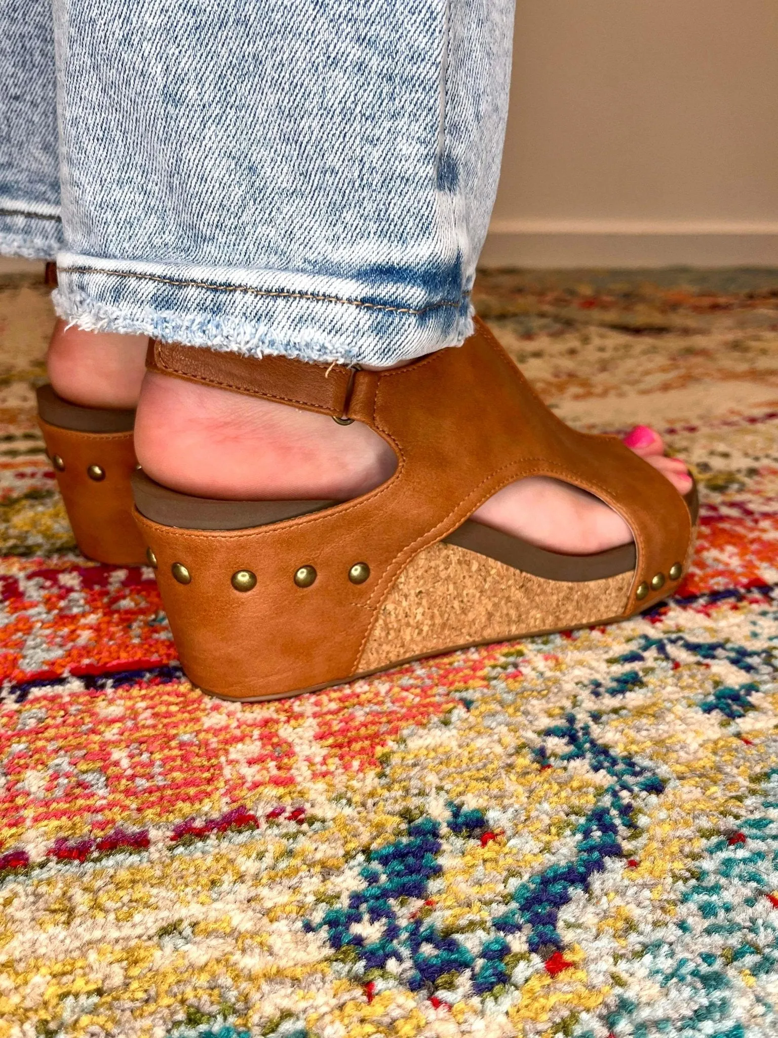 Corky's Footwear Carley Wedge Sandal - Cognac Smooth