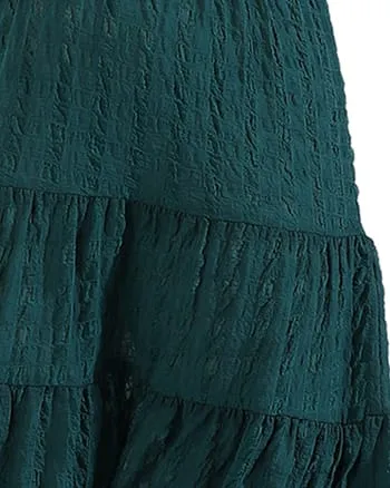 Women Teal Tiered Style Dresses | Forest Green
